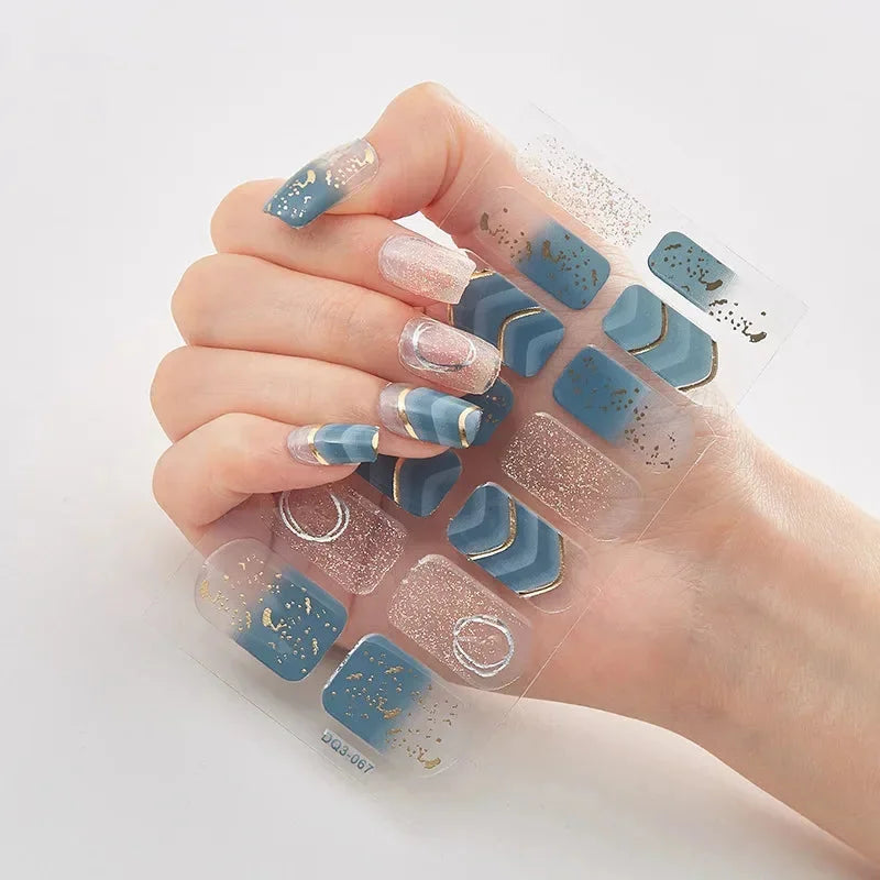 Autocollants D’Art Des Ongles 3D Pour Des Ongles Festifs Faciles — Vague Bleuâtre, photo 19