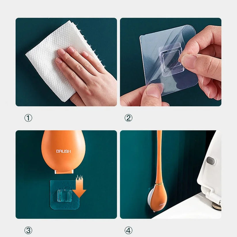 Brosse De Toilette En Silicone - Design Hygiénique À Fixation Murale — photo 5